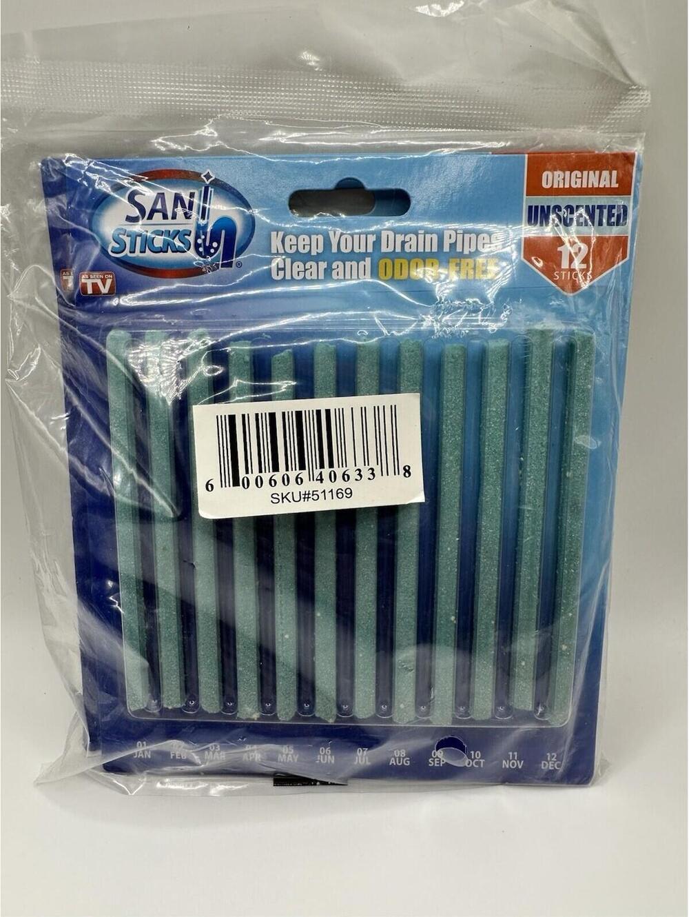 Sani Sticks As Seen on TV Drain Pipes Cleaner and Deodorizer Unscented US 2-Pack